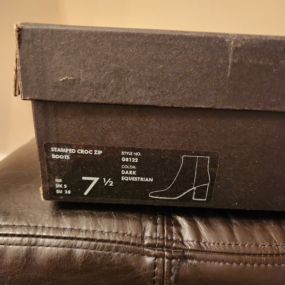 J. Crew Stamped Croc Zip Boots Brown 7.5 - Picture 6 of 6